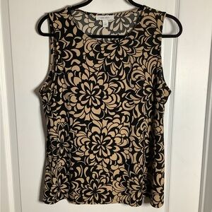 Nine West Black and Cream Floral Tank Top